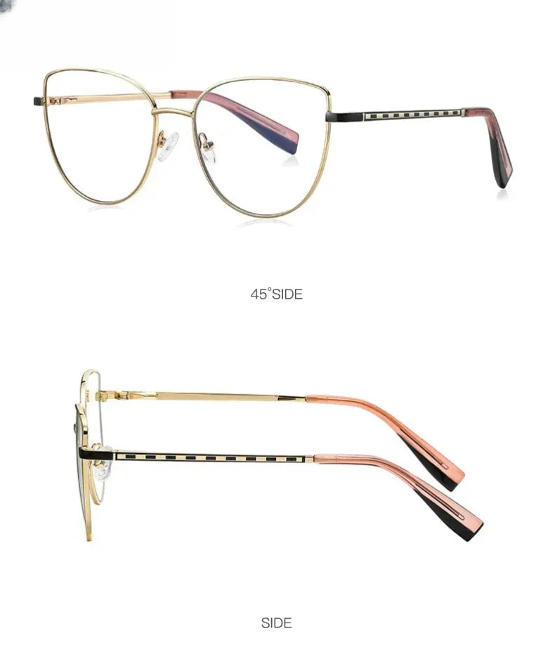 Women's Cat Eye Full Rim Alloy Reading Glasses 3060 — view 14 | Rx Spectacle