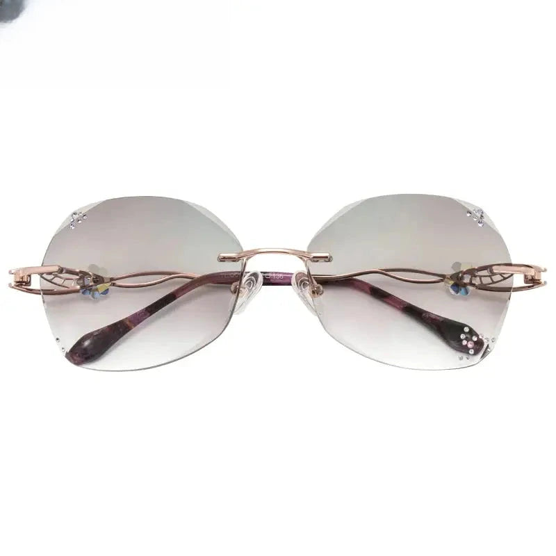 Women's Polygon Rimless Titanium Prescription Glasses 871007 — view 3 | Rx Spectacle
