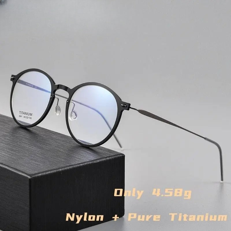 Unisex Round Full Rim Titanium Prescription Glasses 6541hs — view 1 | Rx Spectacle