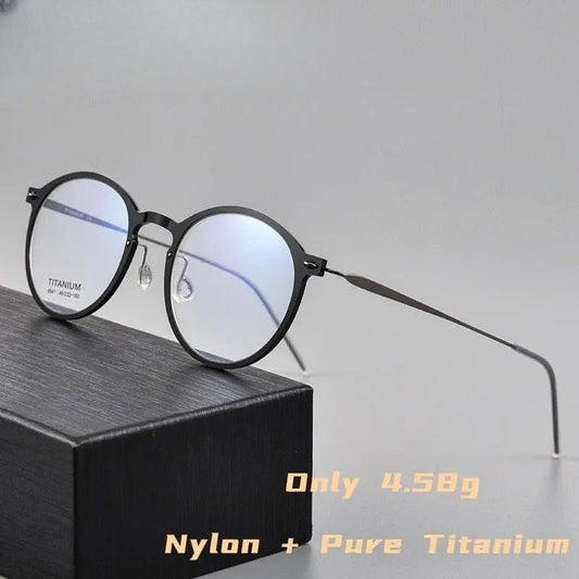Unisex Round Full Rim Titanium Prescription Glasses 6541hs — view 1 | Rx Spectacle