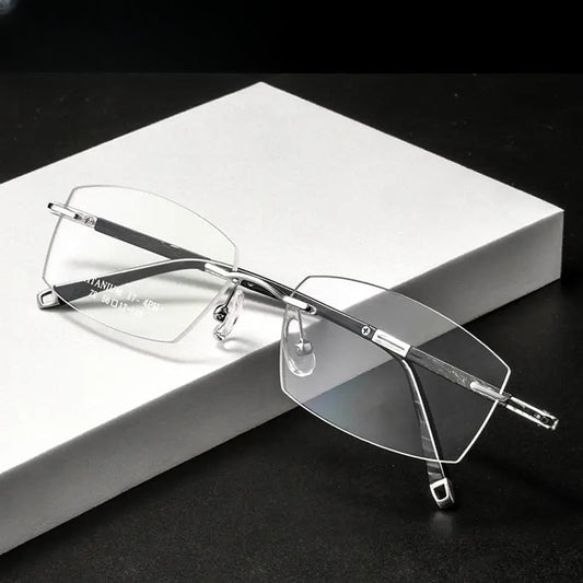 Women's Square Rimless Titanium Prescription Glasses 369118 — view 1 | Rx Spectacle
