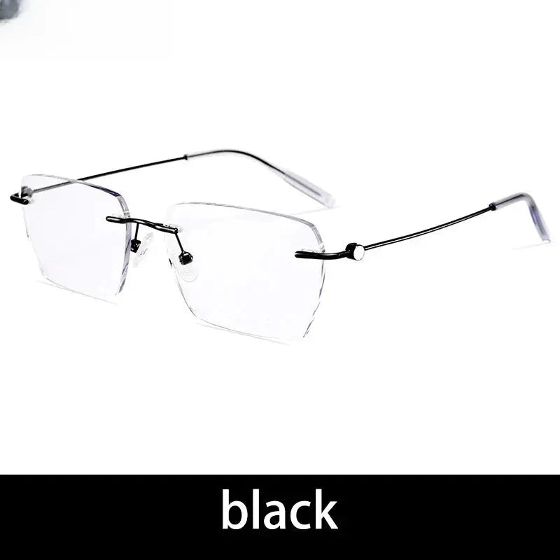 Unisex Square Rimless Titanium Reading Glasses V0620 — view 10 | Rx Spectacle