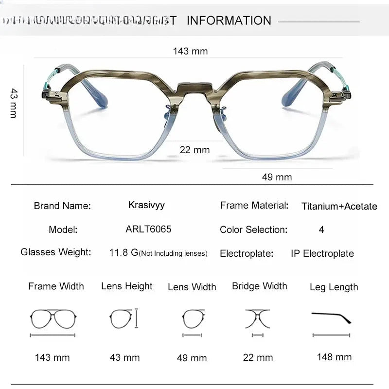 Unisex Polygon Full Rim Titanium Prescription Glasses 46065 — view 2 | Rx Spectacle