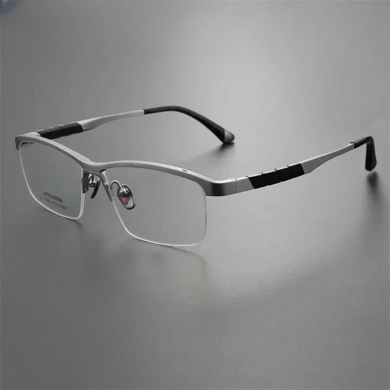 Men's Square Semi-Rimless Titanium Oversized Prescription Glasses 327035 — view 4 | Rx Spectacle