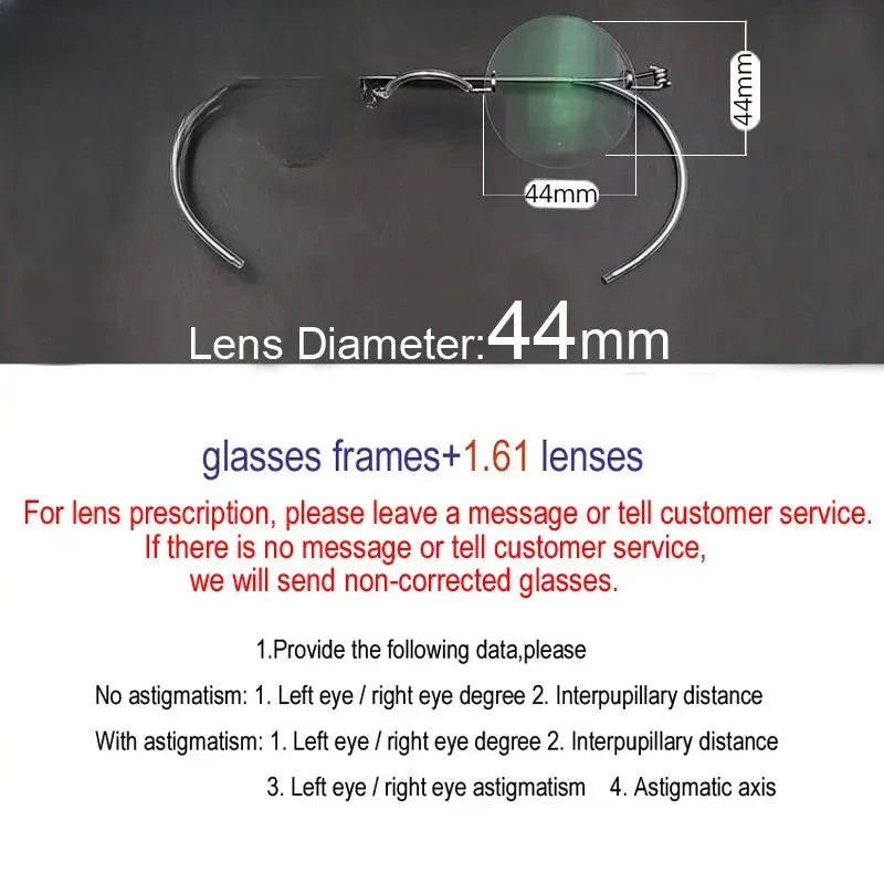 Unisex Round Rimless Stainless Steel Screwless Prescription Glasses 384042 — view 5 | Rx Spectacle