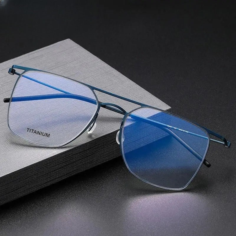 Men's Square Full Rim Titanium Double Bridge Prescription Glasses 5502 — view 1 | Rx Spectacle