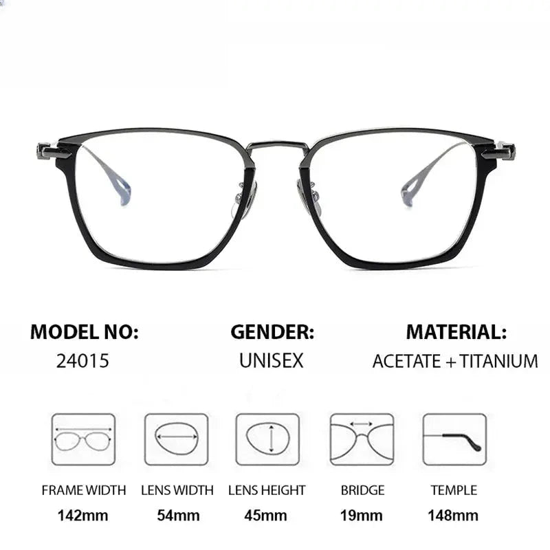 Unisex Square Full Rim Titanium Prescription Glasses 240156 — view 2 | Rx Spectacle