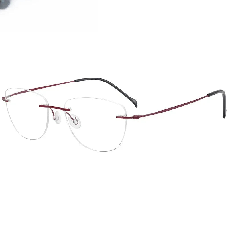 Unisex Cat Eye Rimless Titanium Screwless Prescription Glasses 16007 — view 1 | Rx Spectacle