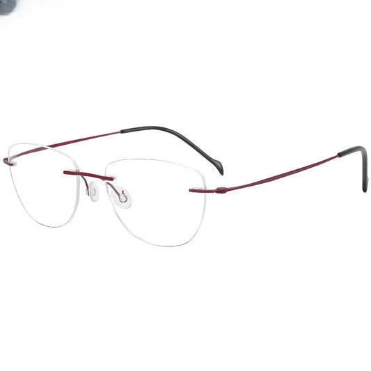 Unisex Cat Eye Rimless Titanium Screwless Prescription Glasses 16007 — view 1 | Rx Spectacle