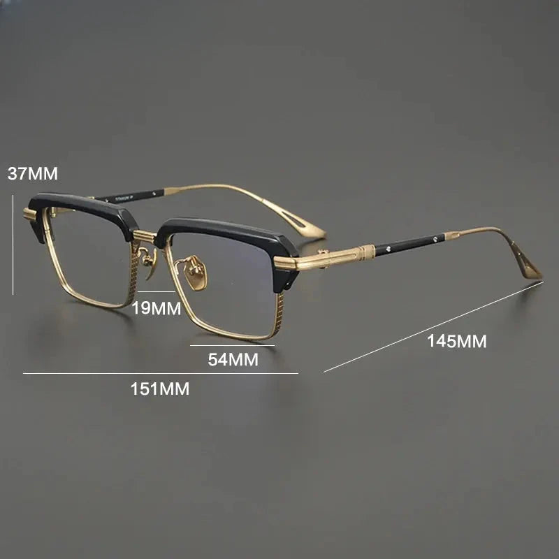 Unisex Square Full Rim Titanium Oversized Prescription Glasses 687008 — view 2 | Rx Spectacle