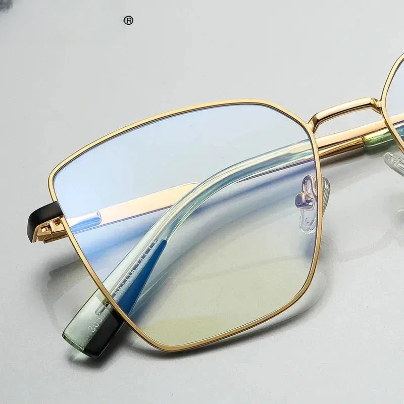 Women's Square Full Rim Alloy Reading Glasses Pfd3051 — view 2 | Rx Spectacle