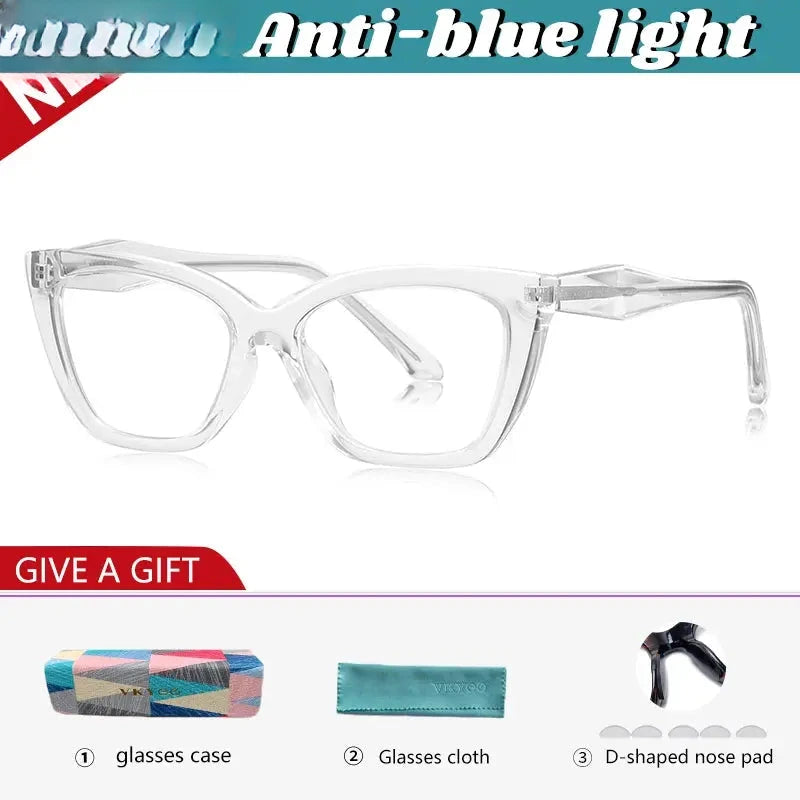 Women's Cat Eye Full Rim Titanium Reading Glasses 97004 — view 6 | Rx Spectacle