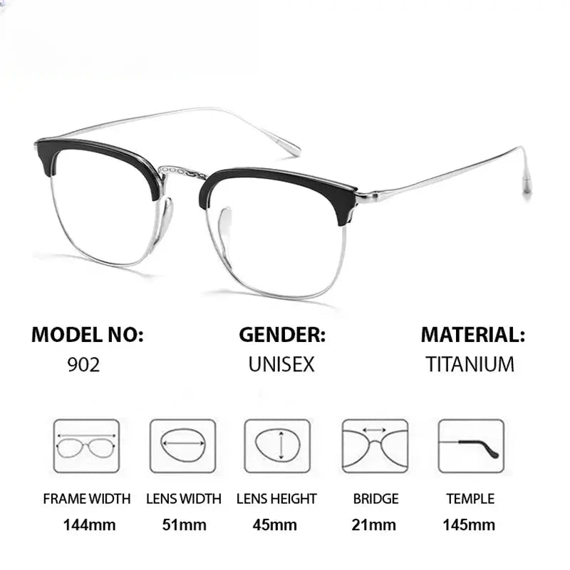 Men's Square Full Rim Titanium Prescription Glasses 881902 — view 3 | Rx Spectacle