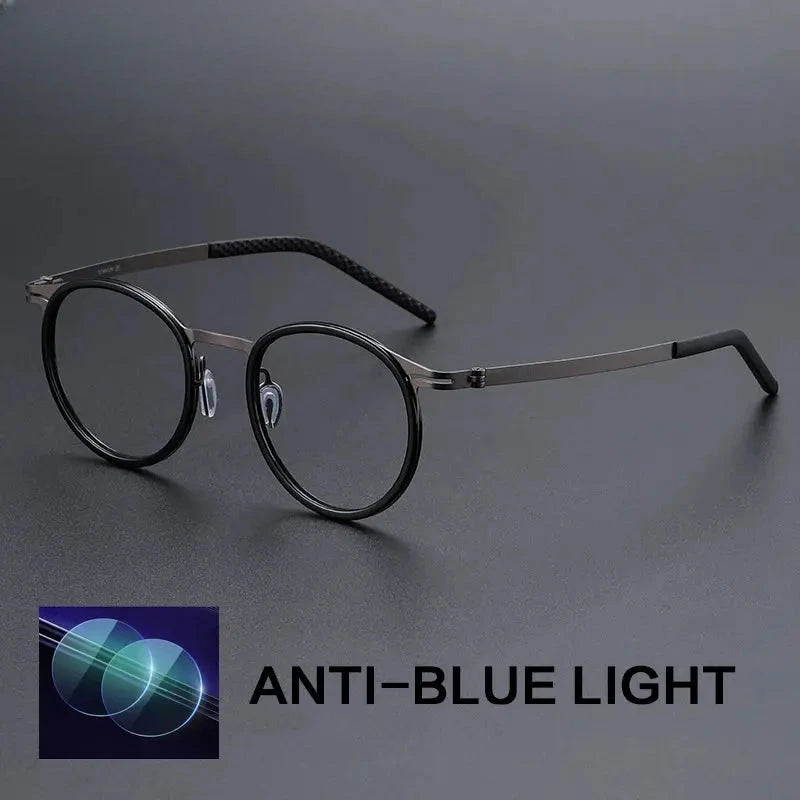 Unisex Round Full Rim Titanium Reading Glasses G698010 — view 3 | Rx Spectacle