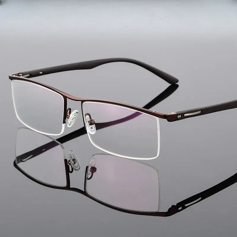 Men's Browline Semi-Rimless Titanium Prescription Glasses 48831 — view 1 | Rx Spectacle
