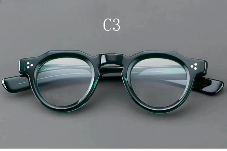Unisex Round Full Rim Acetate Flat Top Prescription Glasses Y4341 — view 10 | Rx Spectacle