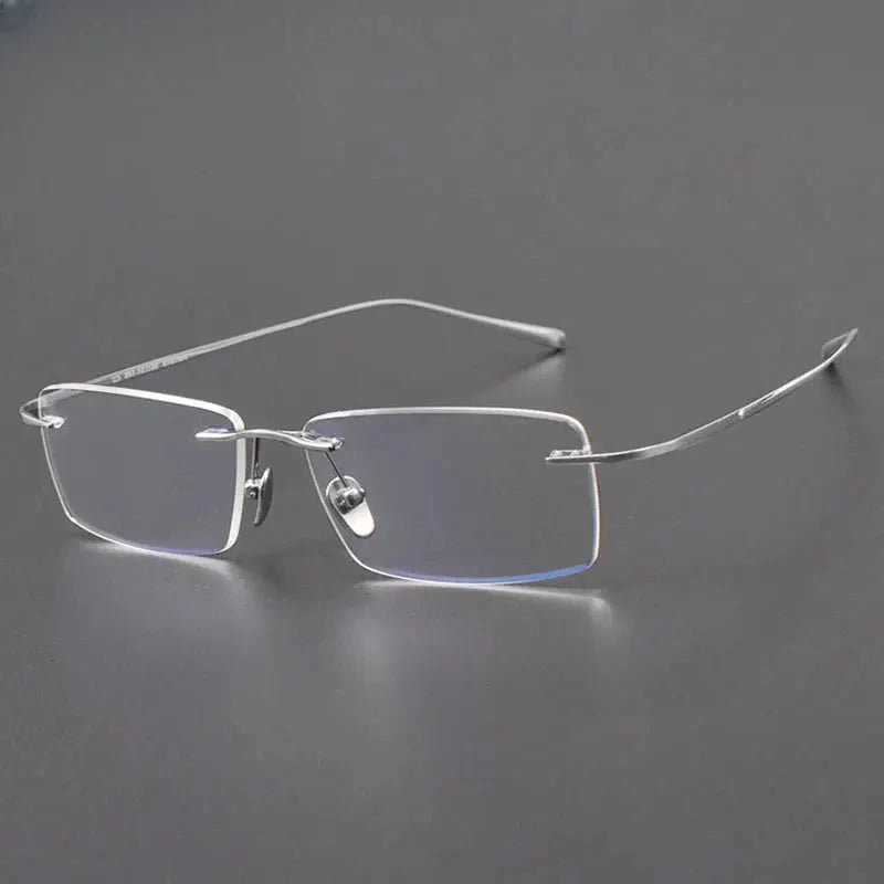 Unisex Polygon Rimless Titanium Prescription Glasses 961818 — view 3 | Rx Spectacle