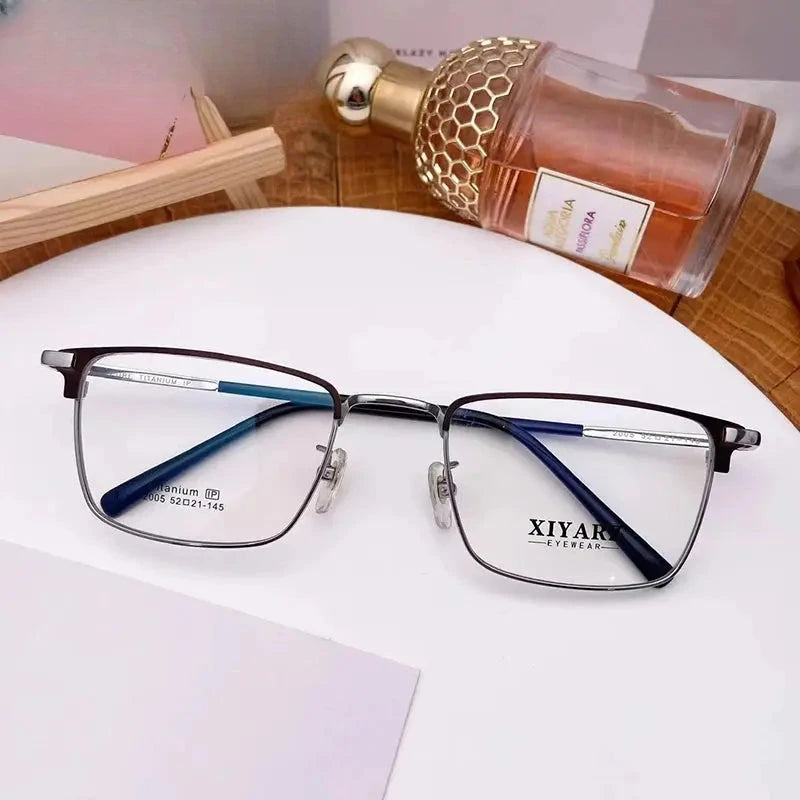 Men's Polygon Full Rim Titanium Oversized Prescription Glasses 32005 — view 5 | Rx Spectacle