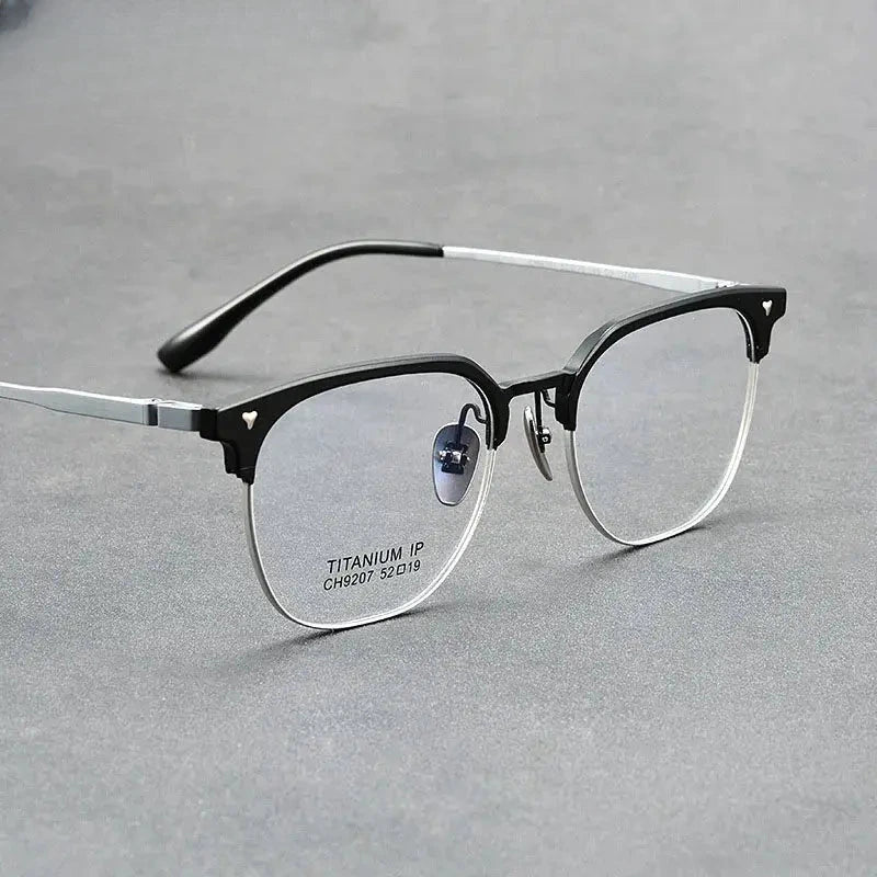 Unisex Square Full Rim Titanium Prescription Glasses 9207 — view 1 | Rx Spectacle