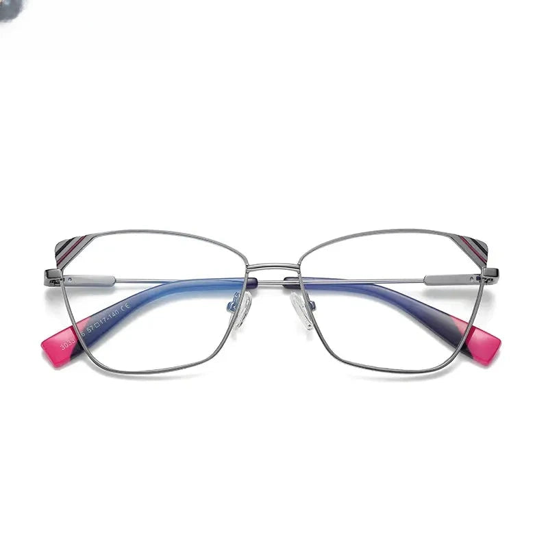 Women's Cat Eye Full Rim Alloy Reading Glasses 3033 — view 8 | Rx Spectacle