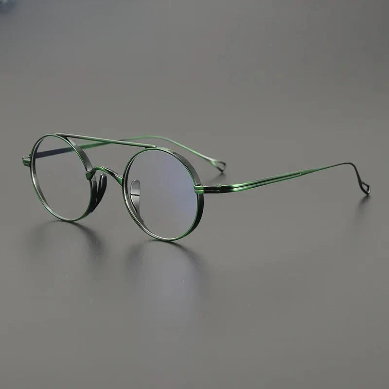 Unisex Round Full Rim Titanium Double Bridge Prescription Glasses J1473 — view 2 | Rx Spectacle