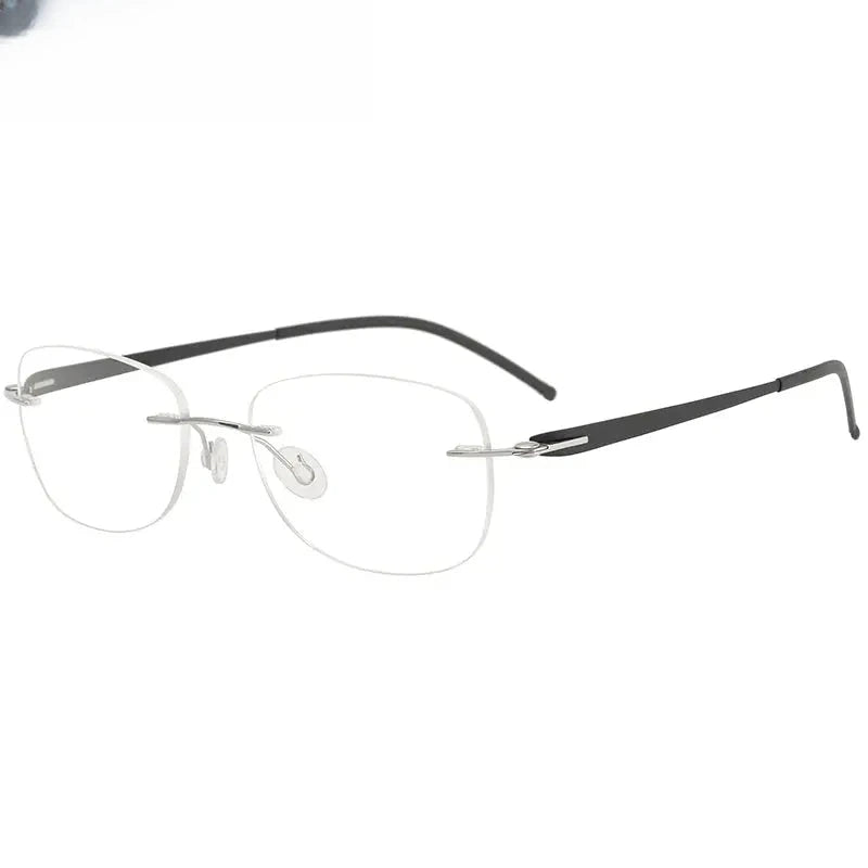 Women's Oval Rimless Titanium Flat Top Prescription Glasses 35004 — view 1 | Rx Spectacle