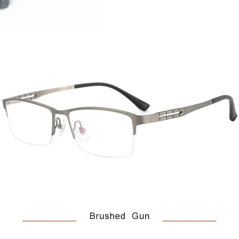 Men's Square Semi-Rimless Titanium Prescription Glasses Kr0070 — view 4 | Rx Spectacle