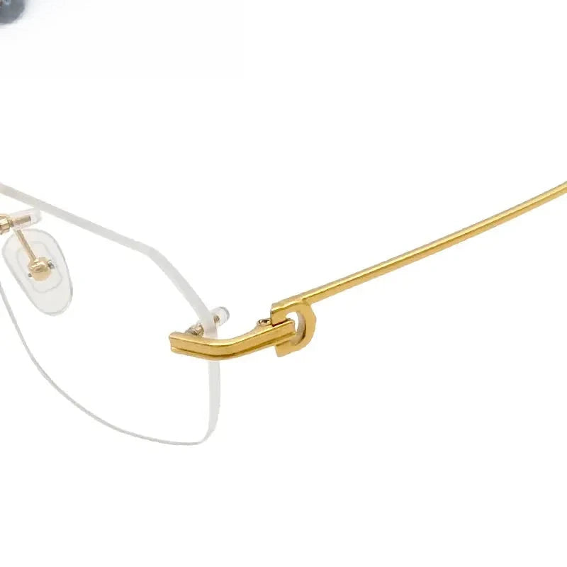 Unisex Polygon Rimless Titanium Prescription Glasses 1620 — view 3 | Rx Spectacle