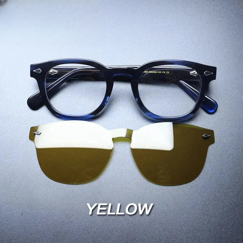 Unisex Round Full Rim Acetate Clip-On Prescription Glasses 1237 — view 15 | Rx Spectacle