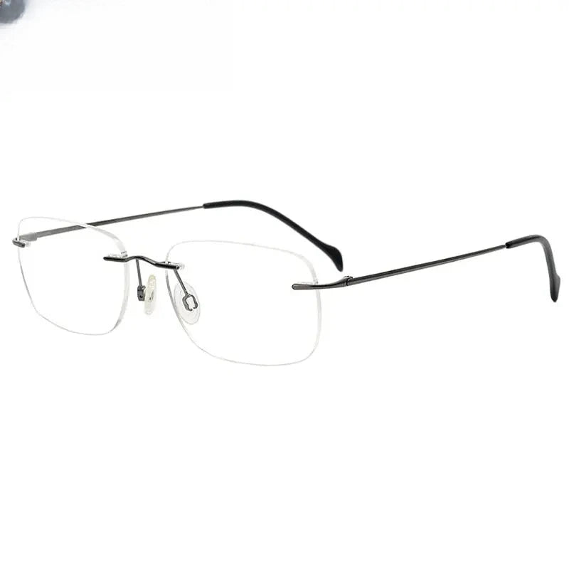 Unisex Square Rimless Titanium Prescription Glasses 416021 — view 6 | Rx Spectacle