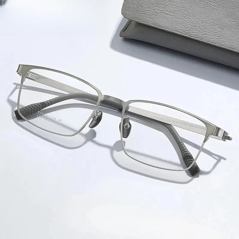 Men's Square Full Rim Titanium Oversized Prescription Glasses 631287 — view 1 | Rx Spectacle