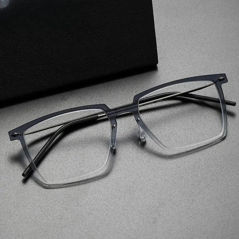Unisex Square Full Rim Titanium Prescription Glasses — view 1 | Rx Spectacle