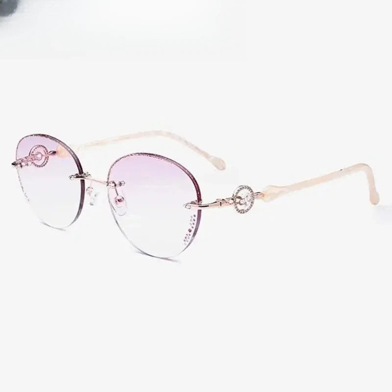 Women's Cat Eye Rimless Titanium Prescription Glasses 688022 — view 4 | Rx Spectacle