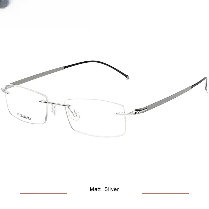 Unisex Square Rimless Titanium Screwless Prescription Glasses 5001 — view 9 | Rx Spectacle