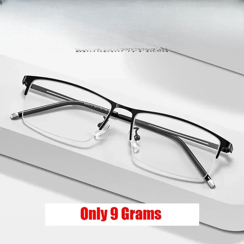 Men's Square Semi-Rimless Alloy Prescription Glasses 990070 — view 1 | Rx Spectacle