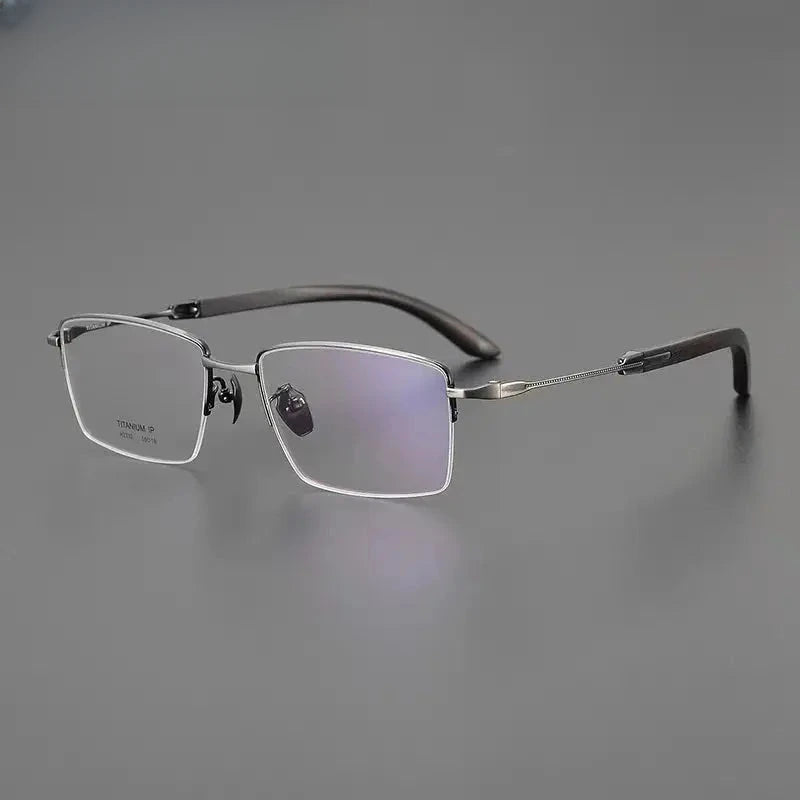 Unisex Square Semi-Rimless Titanium Prescription Glasses 312332 — view 5 | Rx Spectacle