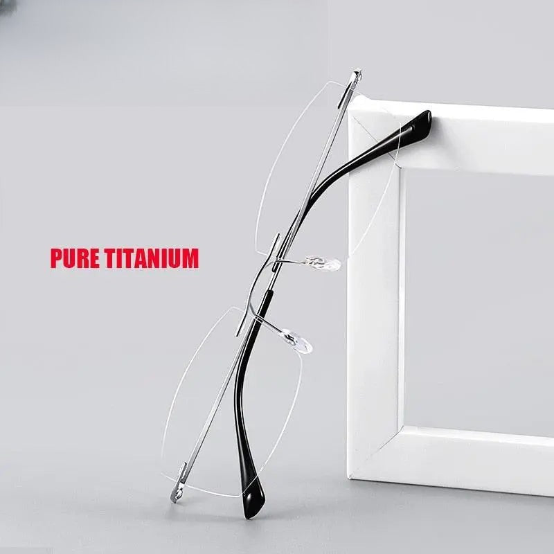 Unisex Square Rimless Titanium Reading Glasses 8161 — view 1 | Rx Spectacle