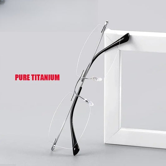 Unisex Square Rimless Titanium Reading Glasses 8161 — view 1 | Rx Spectacle