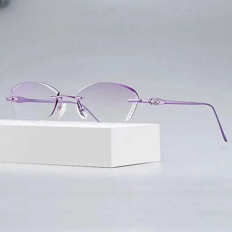 Women's Square Rimless Titanium Prescription Glasses 698037 — view 4 | Rx Spectacle