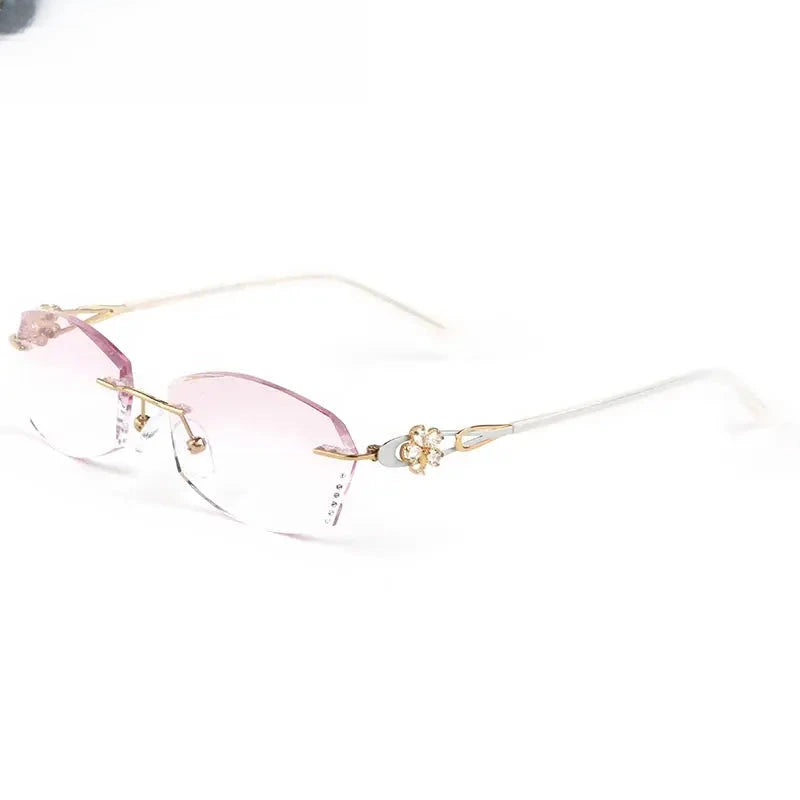 Women's Oval Rimless Titanium Prescription Glasses 28894 — view 4 | Rx Spectacle
