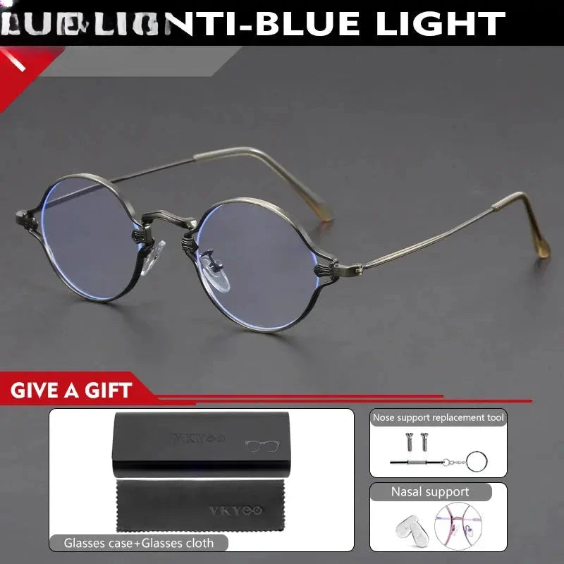 Unisex Round Full Rim Alloy Reading Glasses 10642 — view 3 | Rx Spectacle