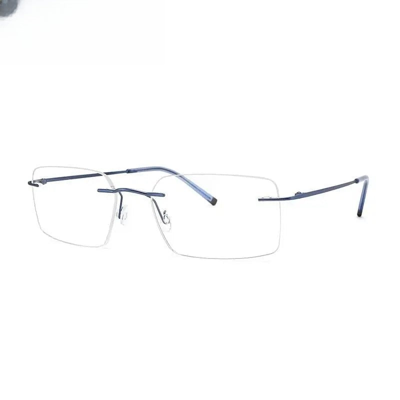 Unisex Square Rimless Titanium Prescription Glasses 8009 — view 4 | Rx Spectacle