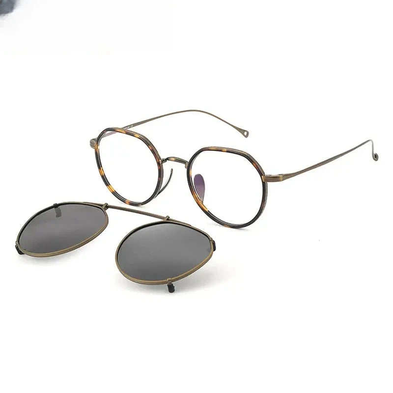 Women's Round Full Rim Titanium Clip-On Prescription Glasses 97310 — view 6 | Rx Spectacle