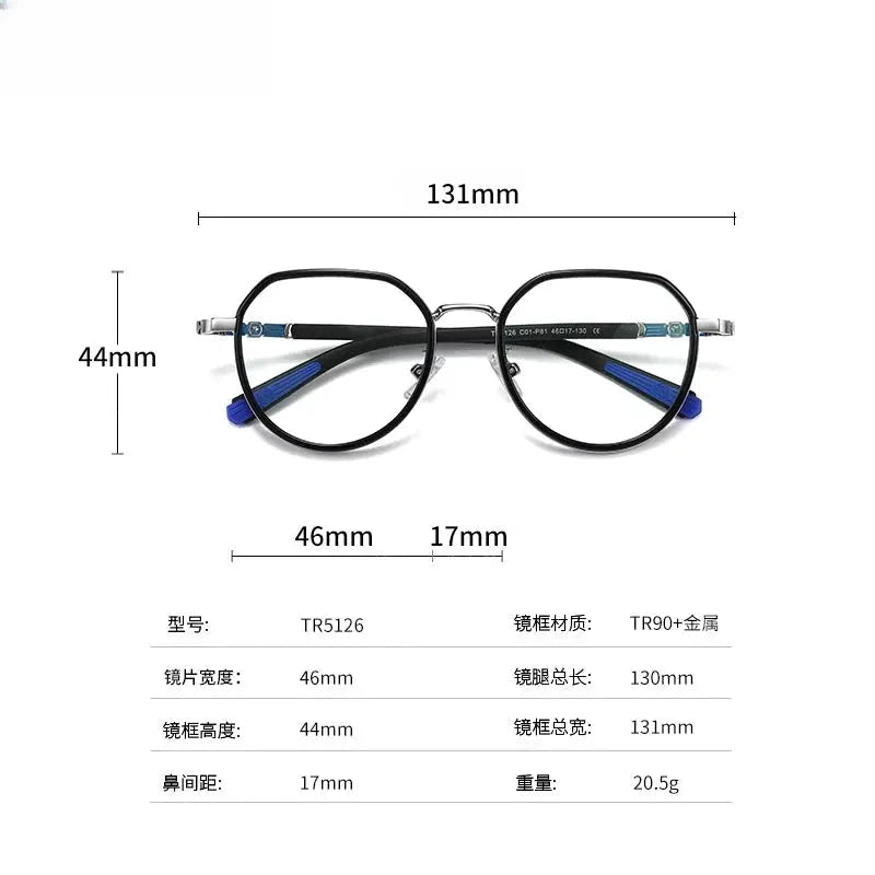 Unisex Round Full Rim Titanium Flat Top Prescription Glasses 5126 — view 6 | Rx Spectacle
