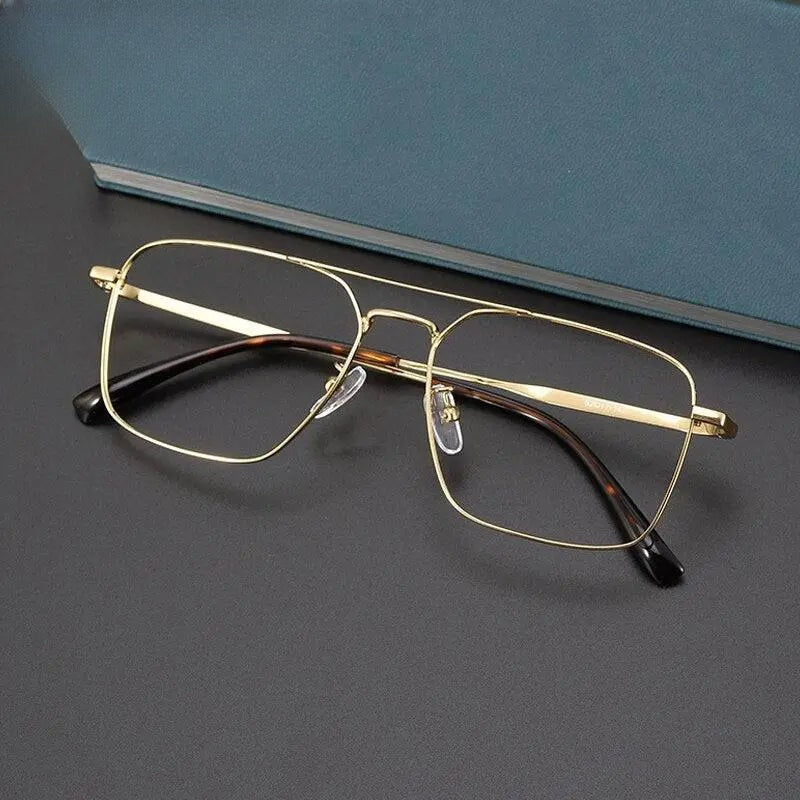 Unisex Square Full Rim Alloy Double Bridge Prescription Glasses Gxyj991 — view 9 | Rx Spectacle