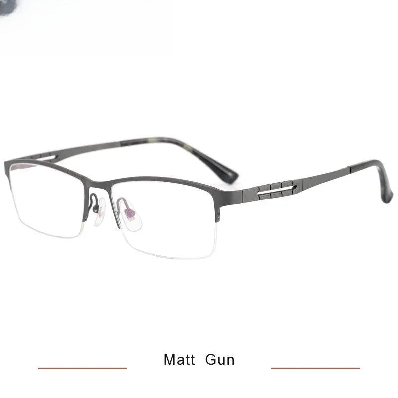 Men's Square Semi-Rimless Titanium Prescription Glasses Kr0070 — view 3 | Rx Spectacle
