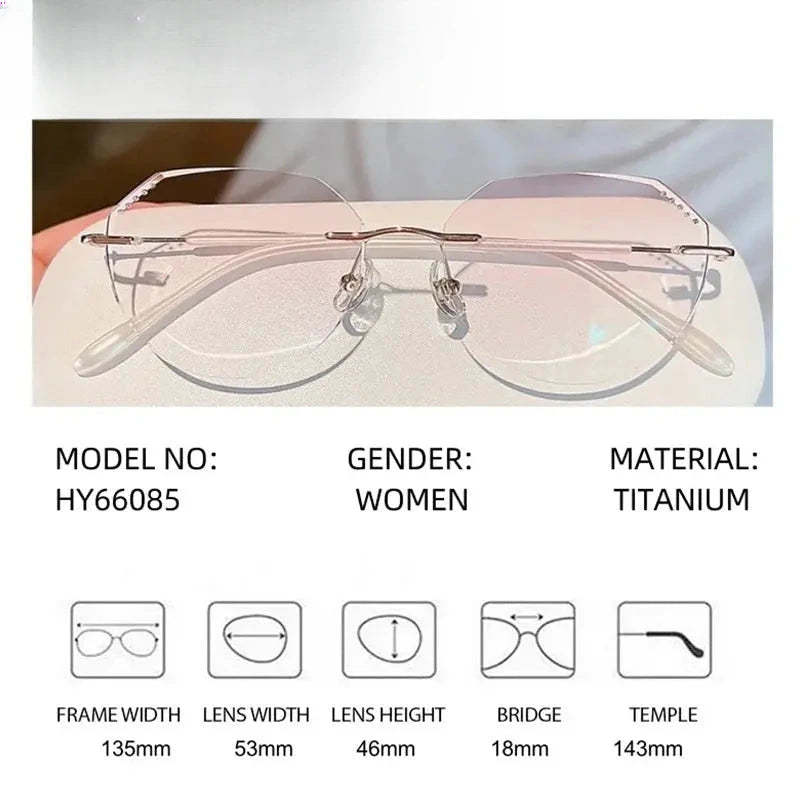 Women's Oval Rimless Titanium Prescription Glasses 666085 — view 2 | Rx Spectacle