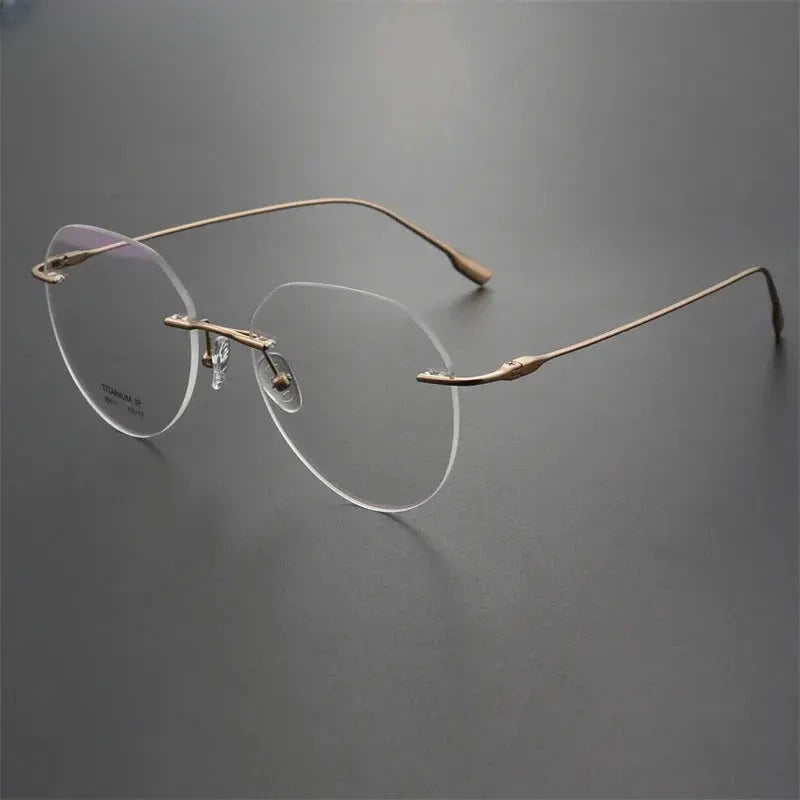 Women's Round Rimless Titanium Flat Top Prescription Glasses 96611 — view 7 | Rx Spectacle