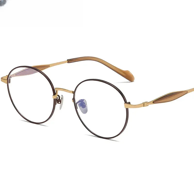 Unisex Round Full Rim Titanium Prescription Glasses 46058 — view 1 | Rx Spectacle