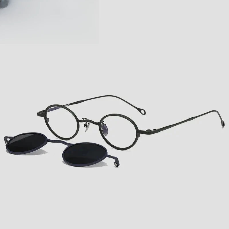 Unisex Oval Full Rim Titanium Clip-On Prescription Glasses 1513 — view 6 | Rx Spectacle
